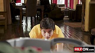 Young Step Daughter In Stockings Gives Blowjob To Mature Man!