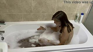 Brunette With Blue Eyes Sings In Bath