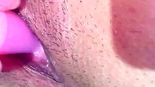 Young latina in lingerie performs solo show for horny friend