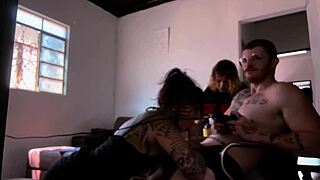 Feeling wet and excited sucking Carmona while playing video game with big ass tattoo