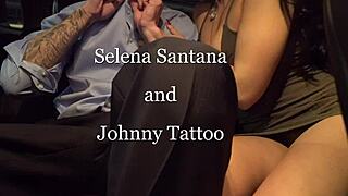 selena rose sucks cock in backseat, latina pornstar with tattoos gets cumshot on tits