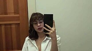 teen rips clothes showing small tits in hot pov strip!