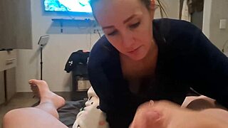 Swallowing cum after a tasty blowjob session