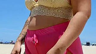 i got a lover at the beach and now i flash my big african pussy to make him hard