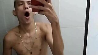 just chilling in the bathroom after the game, stroking my cock