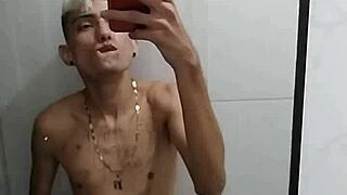 just chilling in the bathroom after the game, stroking my cock