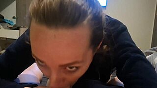 Swallowing cum after a tasty blowjob session