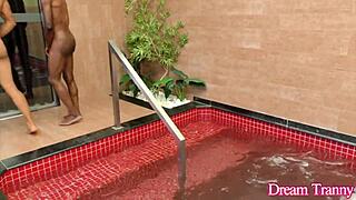 hot tranny drika lima tempts two studs for steamy fun