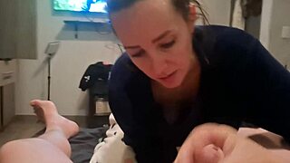 Swallowing cum after a tasty blowjob session