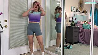 sexy milf gym workout clothes try on haul sfw featuring tabithaxxx.
