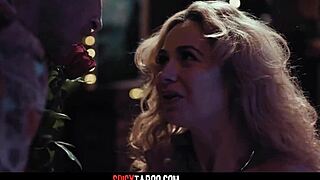 Blonde babe encounters a stranger in a realistic scenario