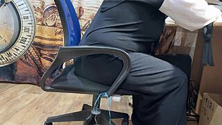 Arab woman watches porn and masturbates her shaved pussy