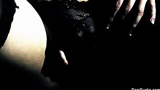 watch this blonde strip on the bed, showing off her big tits and ass