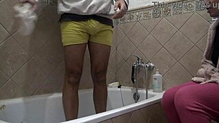 stepmom caught watching stepson clean his cock