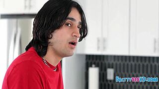 My stepbrother spied on me while I tried on bikini, and it was hot