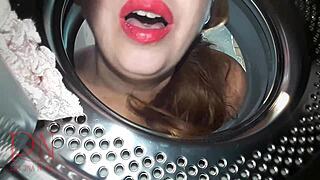 housewife faces domination in laundry, banged hard in washing machine during wild enf scene