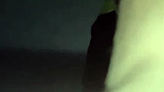 A hot chick is having sex with a guy in public place