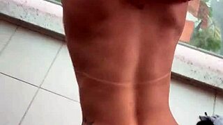 carioca naughty eating the japanese on the hotel balcony hammering her pussy hard pov