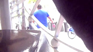 Helena Price flashes her pussy in public with daring upskirt moves!