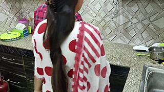 sexy stepmom saara lets me assfuck her quick in kitchen!