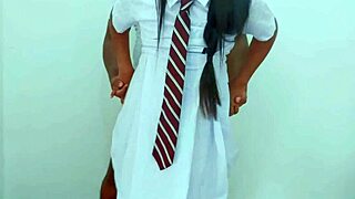 Couple enjoy hard fuck after school with no one around