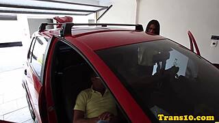 bubblebutt tranny bouncing her round booty in heels.