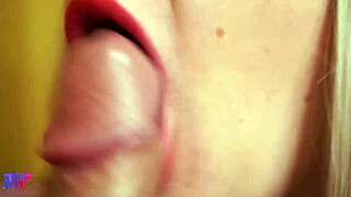 detailed blowjob close up with cumshot