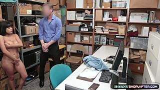 shoplifter aryana rides officer's huge cock at work