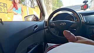 Risky Street Handjob At Bus Stop