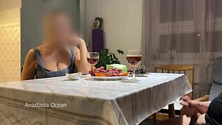 My husband jerks off under the table while talking to my step mom