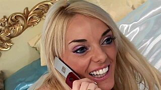 Stacey scissors and fucks her neighbor hard in stockings. Bent over for wild cowgirl action!