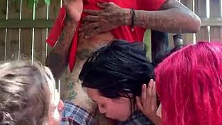 how rough is gaktrizzy's 4some with redheads and interracial action?