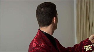 the busty babe got horny from the striptease and joined a threesome with double penetration