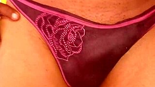 Modeling wife's nylon panties with dildo