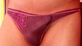 Modeling wife's nylon panties with dildo