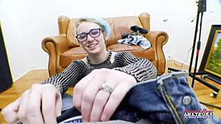 exotic skinny coed raven finger fucks shaved pussy, sucks cock