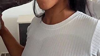 Amateur couple devours huge meat dildo