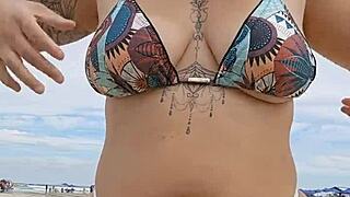 Flashing Panties on Beach for Attention