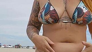 Flashing Panties on Beach for Attention