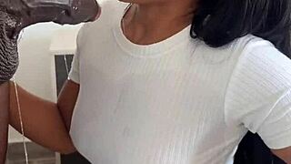 Amateur couple devours huge meat dildo