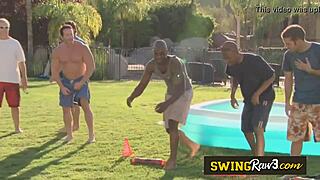 Softcore massages between sexy and naked swap swingers in group orgy.