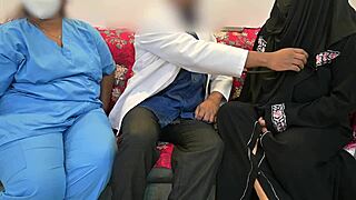 Doctor satisfies his cock with nurse and muslim patient in hospital threesome