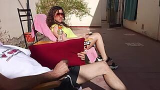 My hot latina sister-in-law flashes tits and gets cum!