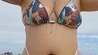Flashing Panties on Beach for Attention