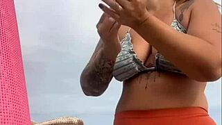 at the beach ready for dick