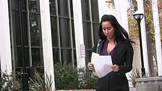 this slutty brunette gets banged like a total whore!