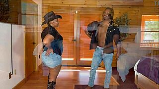 sexy cowgirl visits a man about a horse for big black cock