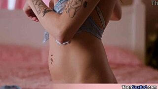 Look at this skinny petite stepsis in sexy lingerie sucking