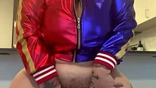 bbw uses a dildo on halloween