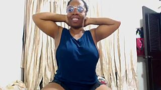 Watch ebony mom flex big tits?